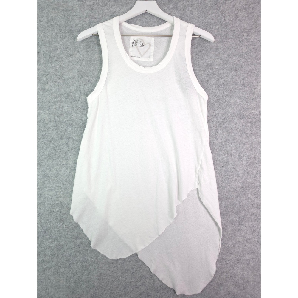 Frank & Eileen Tee Lab Tank Top Womens XS White Cotton Asymmetrical Raw Hem